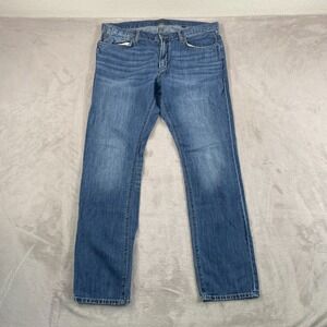 John‎ Varvatos Bowery Slim Straight Jeans Men 38x34 Blue Linen Blend Designer